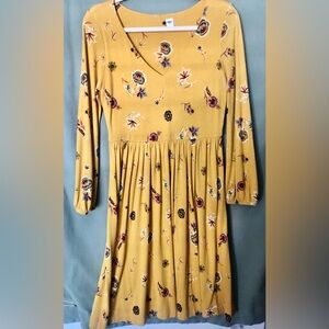 Old Navy Mustard Floral Dress SZ S/P